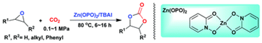 Graphical abstract:An efficient and recyclable tetraoxo-coordinated zinc catalyst for the cycloaddition of epoxides with carbon dioxide at atmospheric pressure